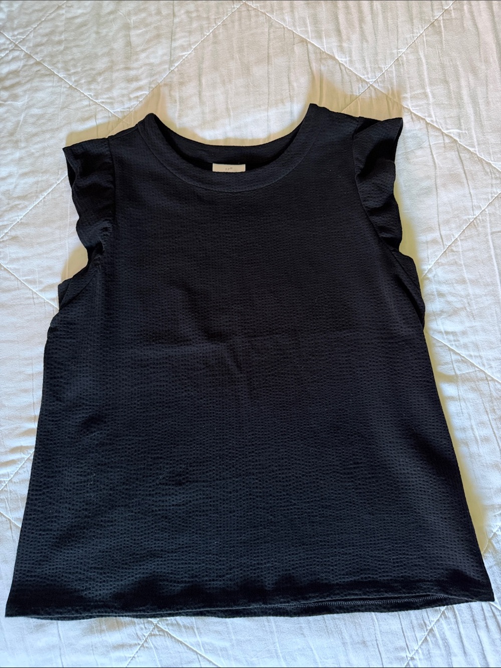 J. Jill Black Sleeveless Ruffle Tank
